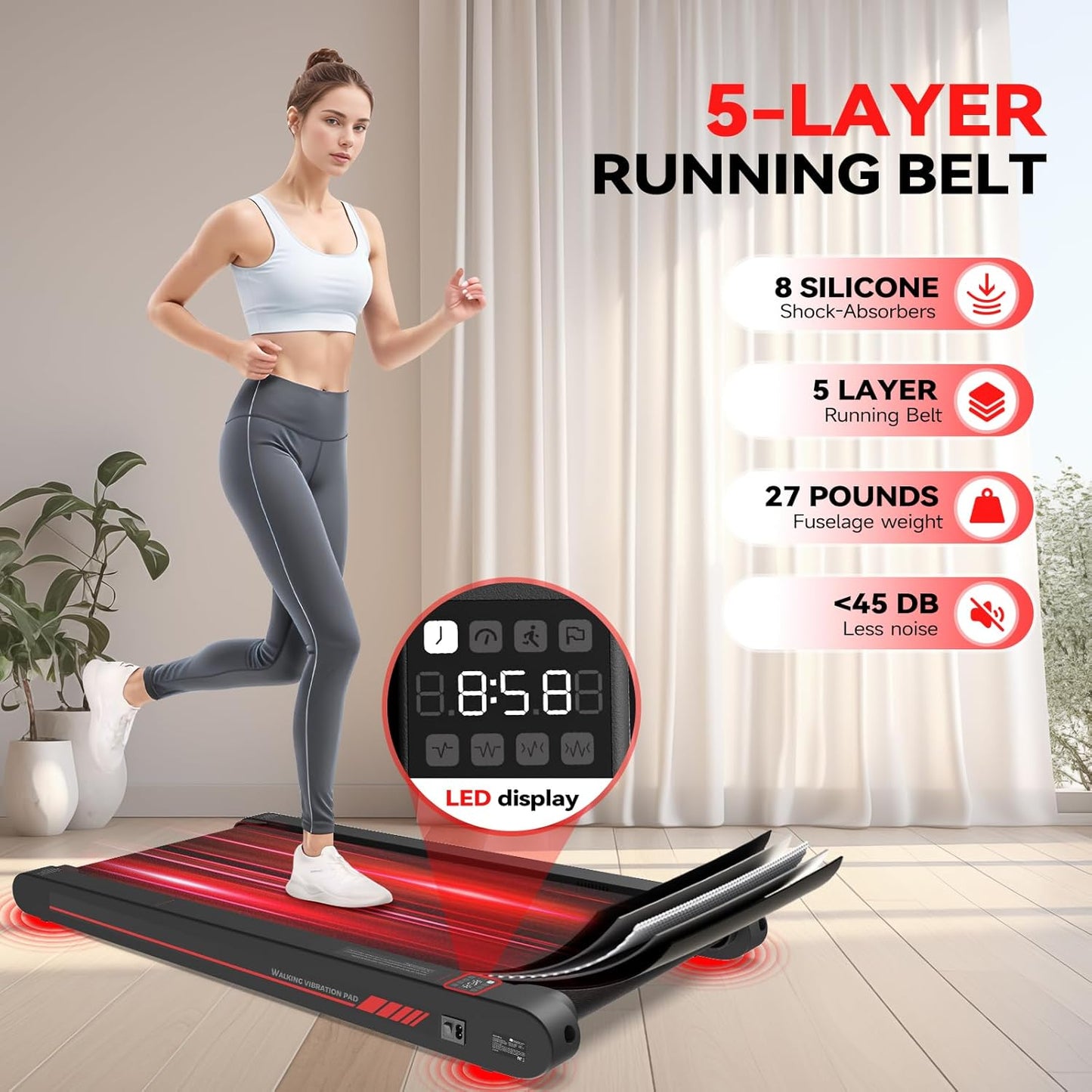 Walking Vibration Pad with Manual Incline